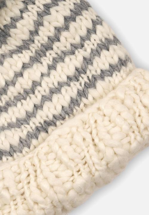 MINOTI - Knitted hat - white & grey 