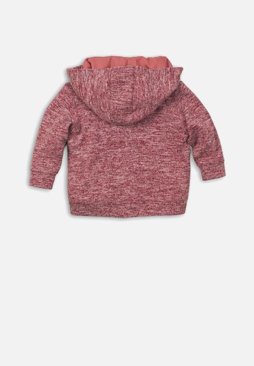 MINOTI - Mixed yarn zip thru top - red
