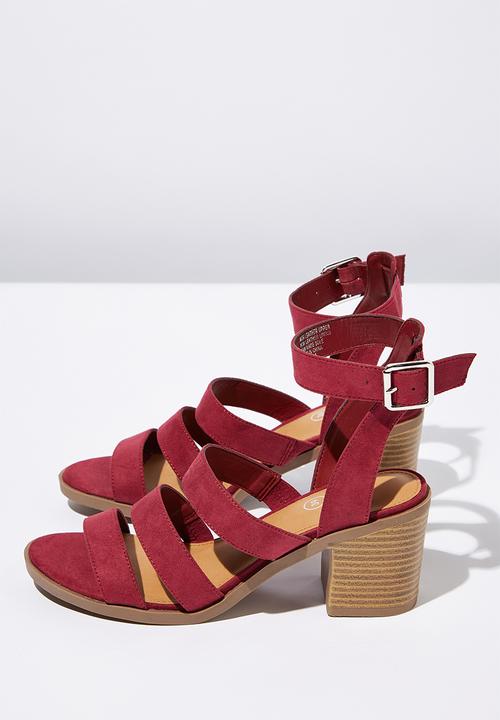 Cotton On - Faux leather stack heel - red
