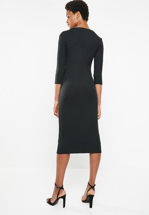 Superbalist - Press stud bodycon dress - black 