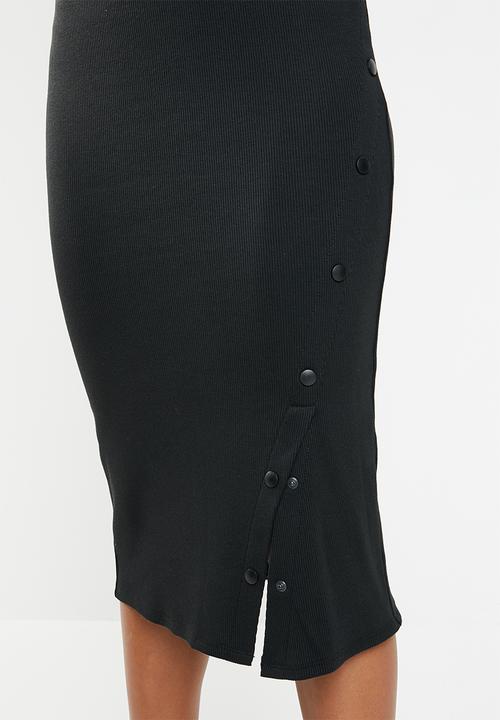 Superbalist - Press stud bodycon dress - black 