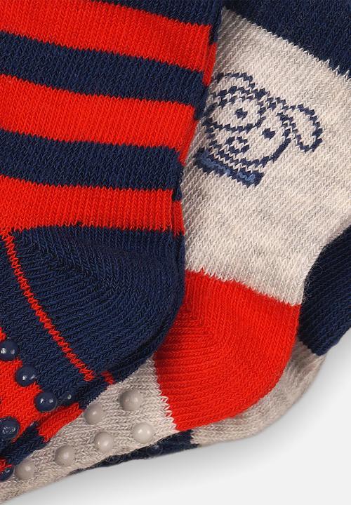 MINOTI - 3 Pack character & stripe ankle socks - multi 