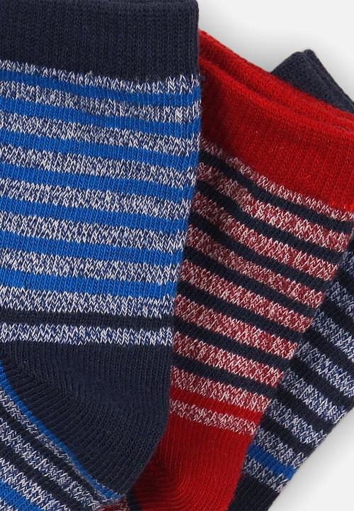 MINOTI - 3 pack ankle socks - blue & red