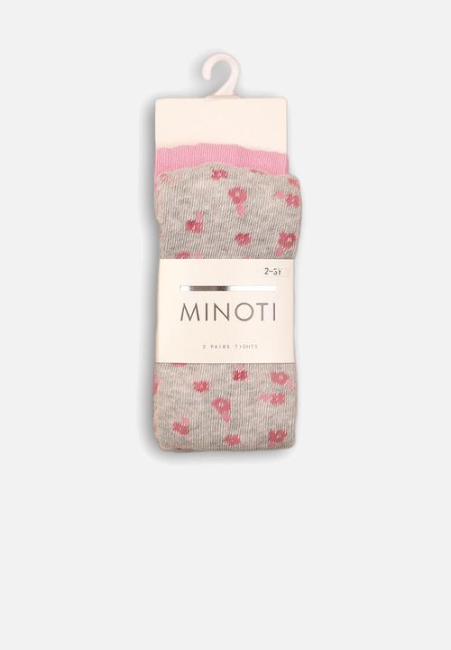 MINOTI - 2 pack bamboo tights - pink & grey
