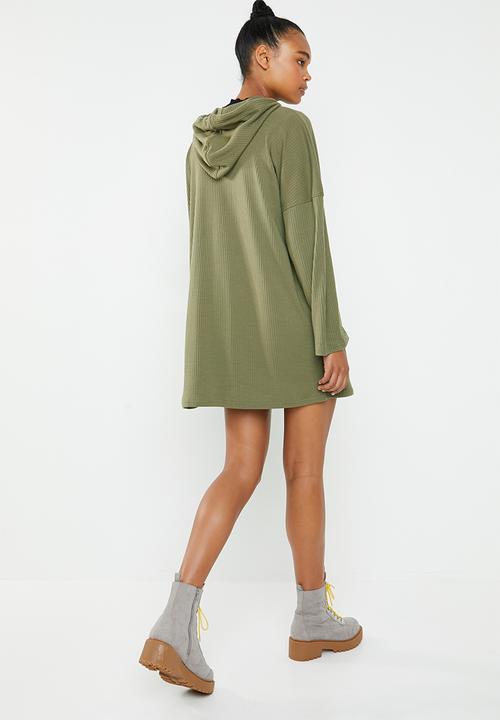 Missguided - Oversized hooded sweat dress - green