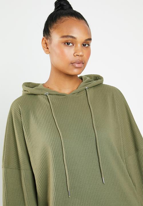 Missguided - Oversized hooded sweat dress - green