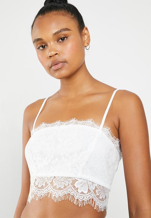 Missguided - Strappy straight necklace bralette - white