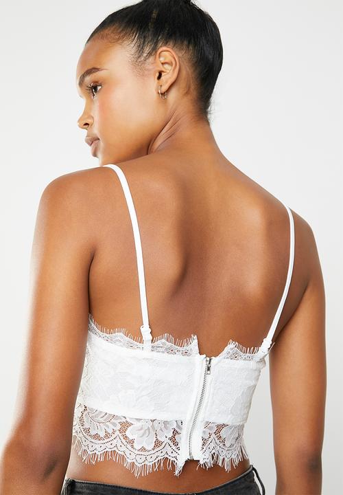 Missguided - Strappy straight necklace bralette - white