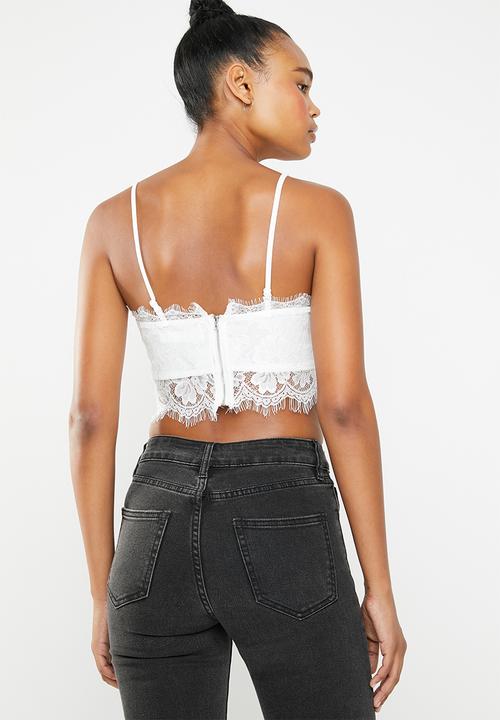 Missguided - Strappy straight necklace bralette - white