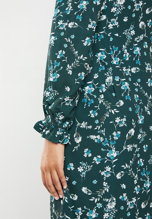Missguided - Button midi dress - green