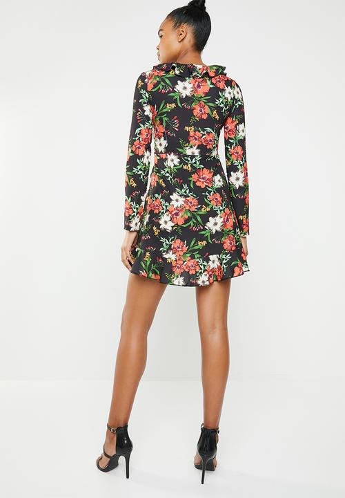 Missguided - Ruffle tea dress - black