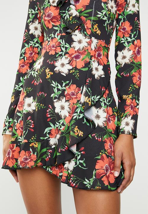 Missguided - Ruffle tea dress - black