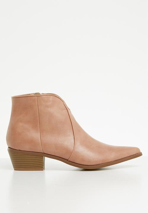 Cowboy pointed ankle boot - dusty pink 