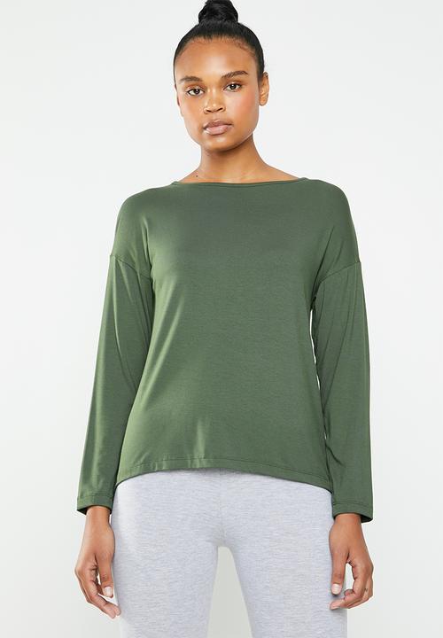 Superbalist - Drop shoulder long sleeve top - green 
