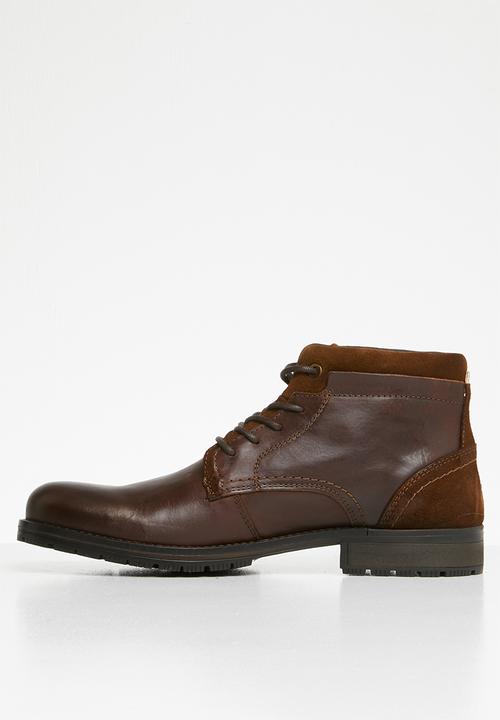 Jack & Jones - Harry mixed leather boot - brown