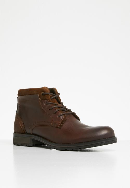 Jack & Jones - Harry mixed leather boot - brown