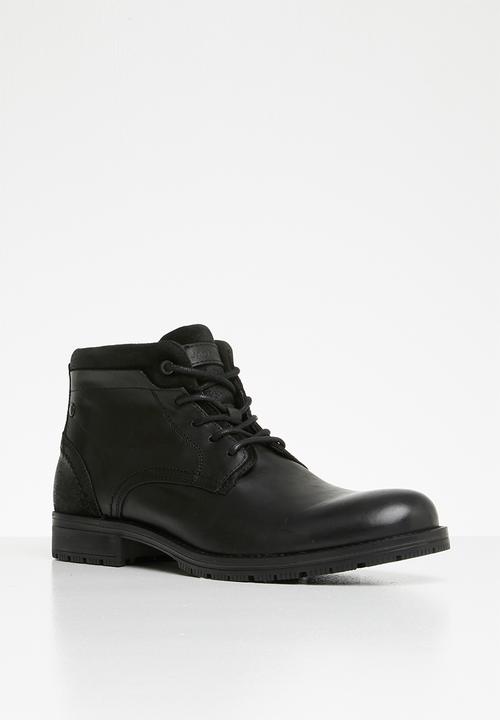 Jack & Jones - Harry mixed leather boot - black