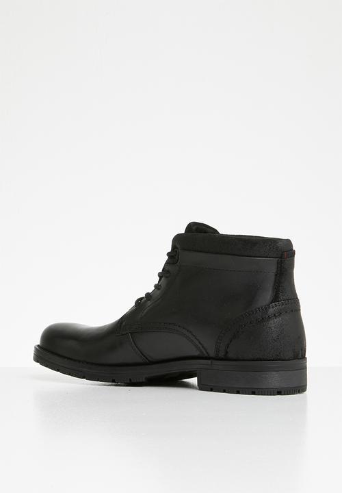 Jack & Jones - Harry mixed leather boot - black
