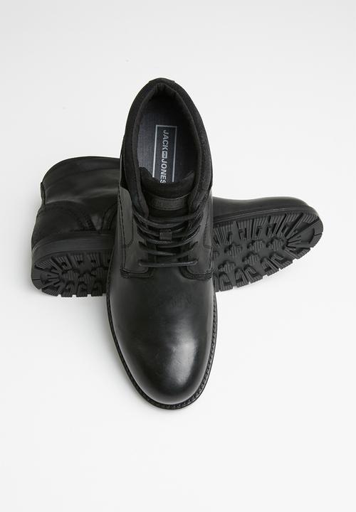 Jack & Jones - Harry mixed leather boot - black