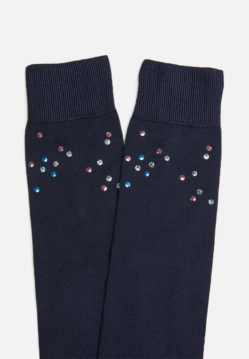 Hysteria - Madda knee high socks - navy & pink