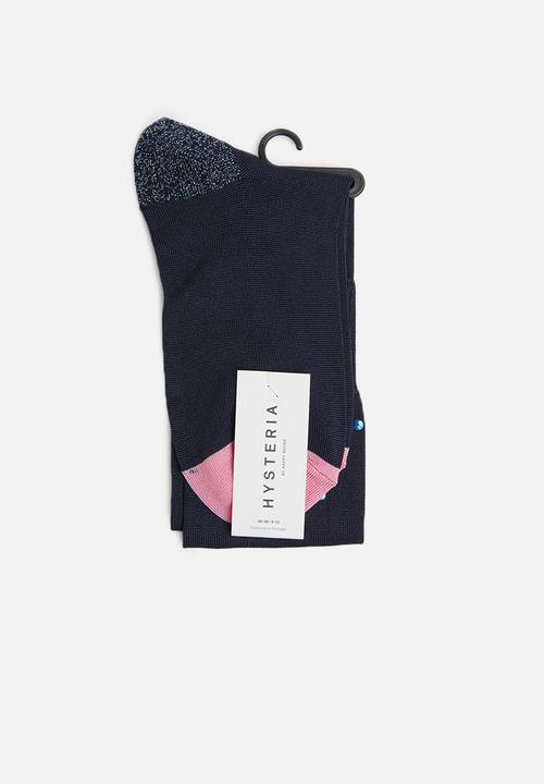 Hysteria - Madda knee high socks - navy & pink