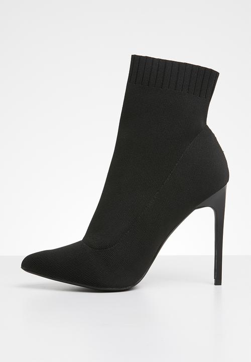 Missguided - Pointed toe knitted sock boot - black 