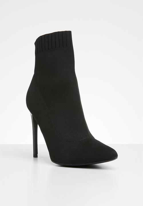 Missguided - Pointed toe knitted sock boot - black 