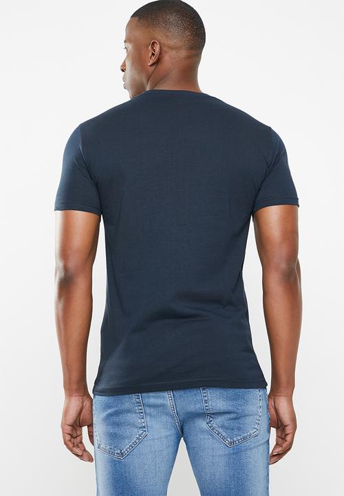 POLO - Crew neck tee - navy & red