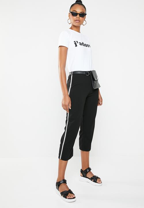 STYLE REPUBLIC - Cropped jogger - black & white