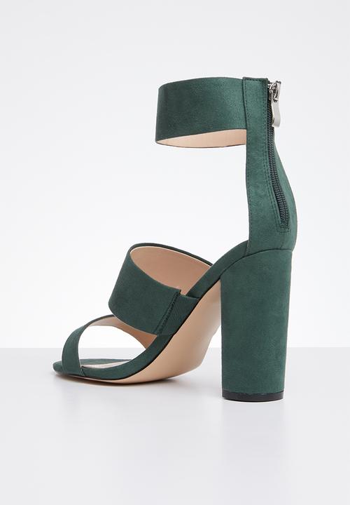 Public Desire - Faux suede ankle strap block heel - green