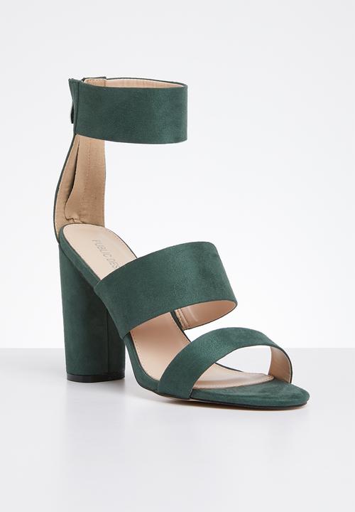 Public Desire - Faux suede ankle strap block heel - green