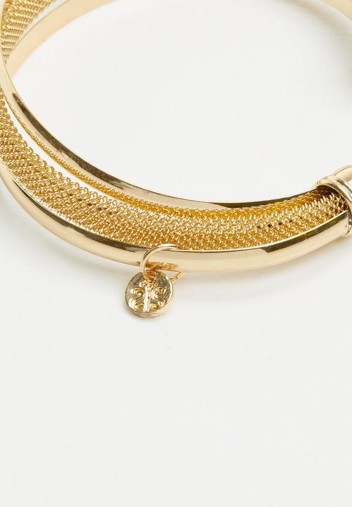 STYLE REPUBLIC - Mesh and double bar bracelet - gold