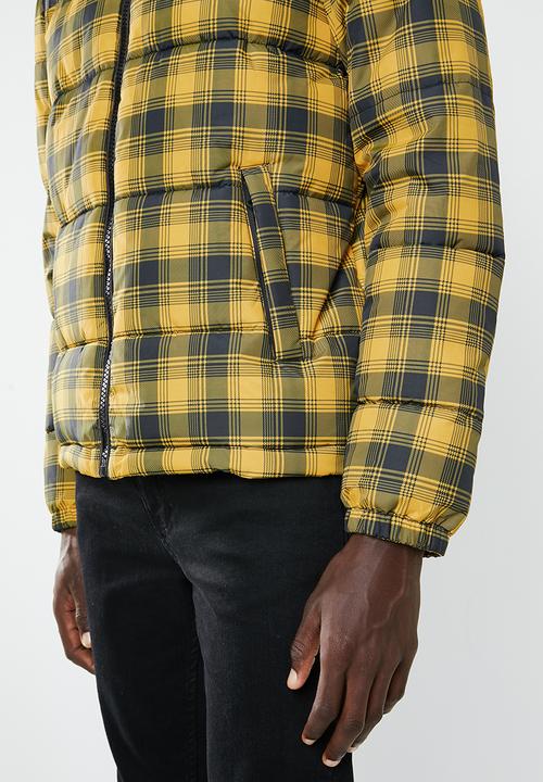 New Look - Check puffer jacket - black & yellow 