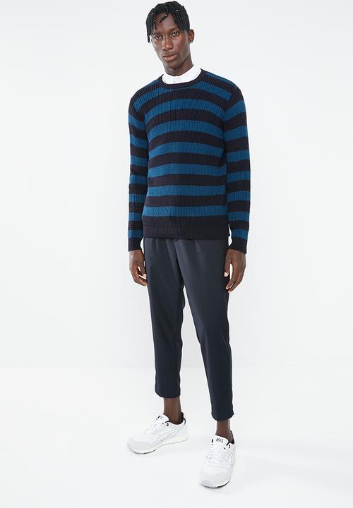 Superbalist - Stripe chunky pullover knit - navy & blue