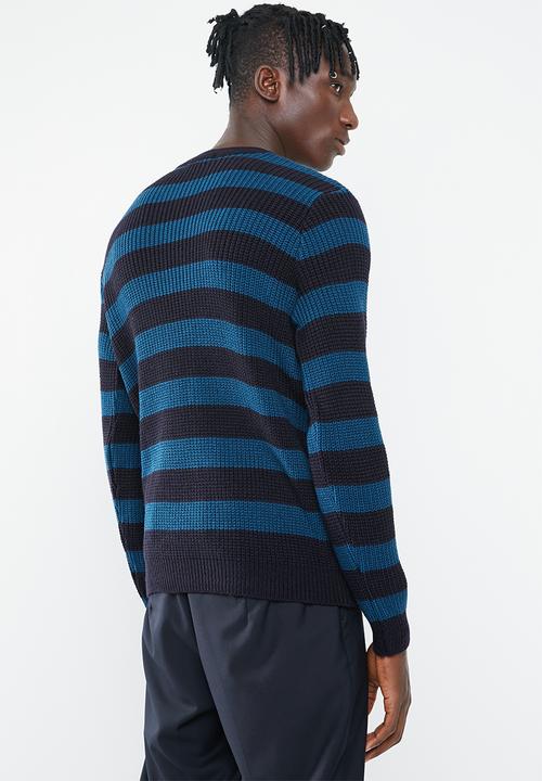 Superbalist - Stripe chunky pullover knit - navy & blue