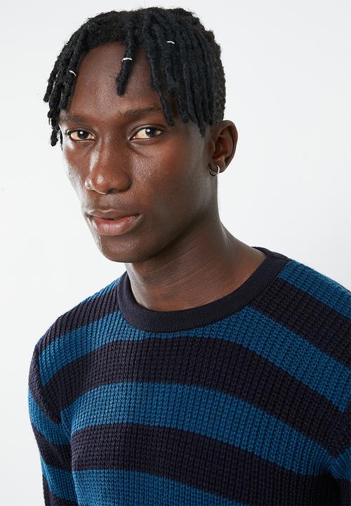 Superbalist - Stripe chunky pullover knit - navy & blue
