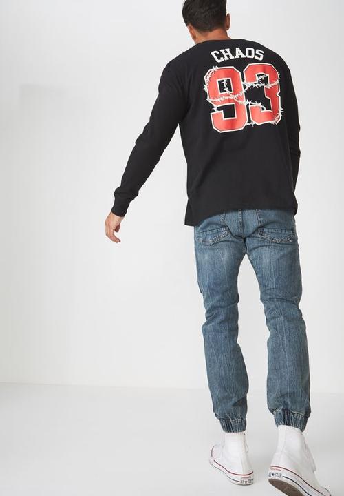 Cotton On - Chaos long sleeve tbar tee - black