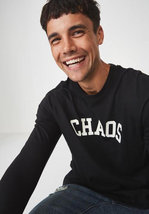 Cotton On - Chaos long sleeve tbar tee - black