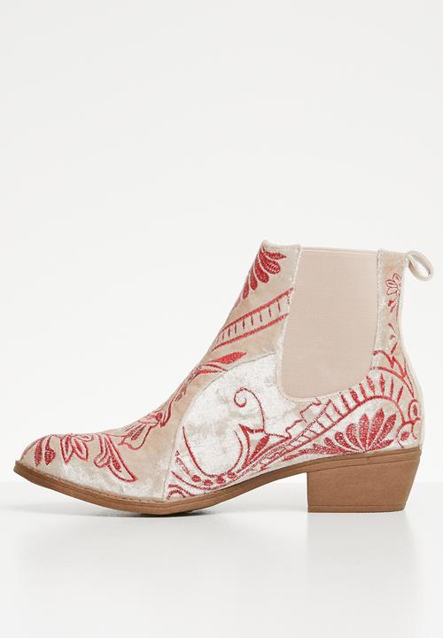 Jada - Cowboy ankle boot - neutral & red