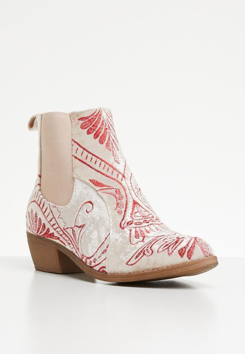 Jada - Cowboy ankle boot - neutral & red