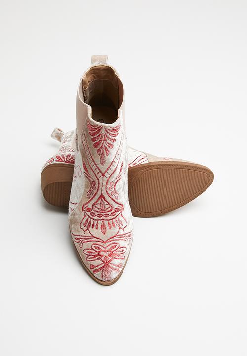 Jada - Cowboy ankle boot - neutral & red