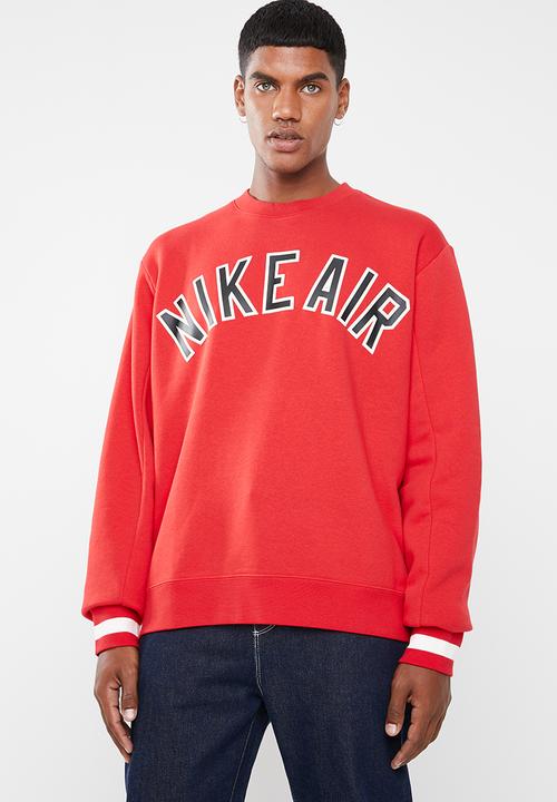 nike air crewneck fleece in red