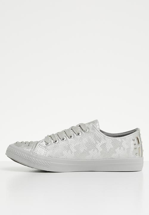 Miss Black - Snake skin sneaker - silver