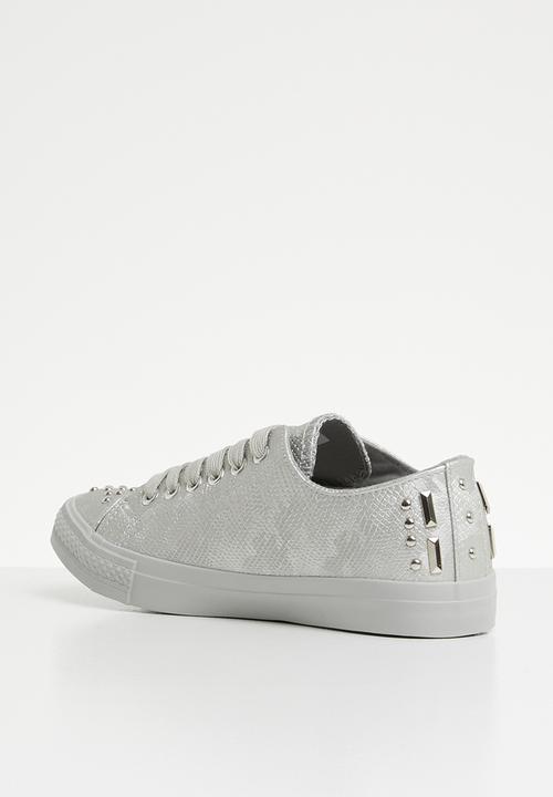 Miss Black - Snake skin sneaker - silver