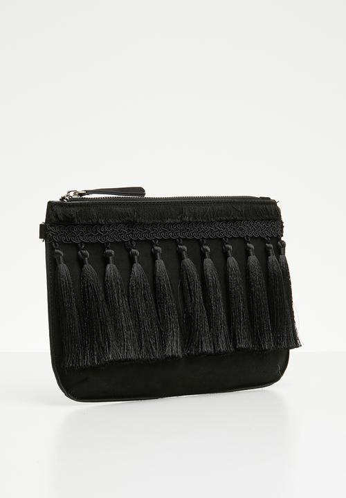New Look - Tiffany tassel clutch - black