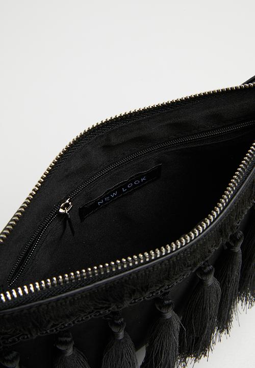 New Look - Tiffany tassel clutch - black
