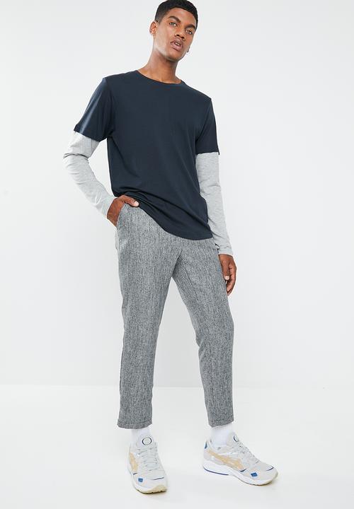 Brave Soul - Binate tee - navy & grey