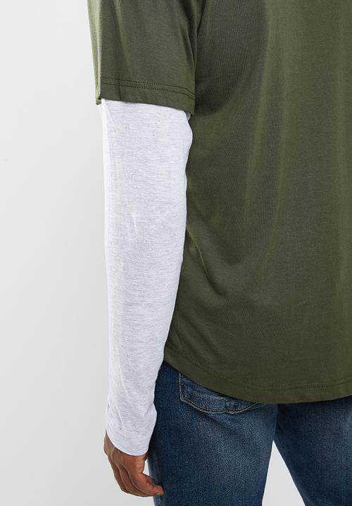 Brave Soul - Binate tee - khaki & grey