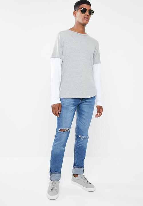 Brave Soul - Bina tee - grey & white