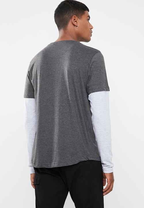 Brave Soul - Binate tee - charcoal & grey